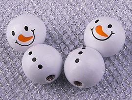 White snowman bead Ø15mm/4pcs