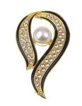Gold brooch with pearl 60x35mm