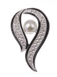 Silver brooch with pearl 60x35mm