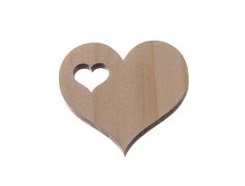 Wooden wooden heart 39x37mm