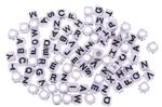 White bead with letters 6x6mm / 60pcs