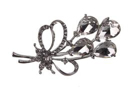 Silver flower brooch 60x30mm